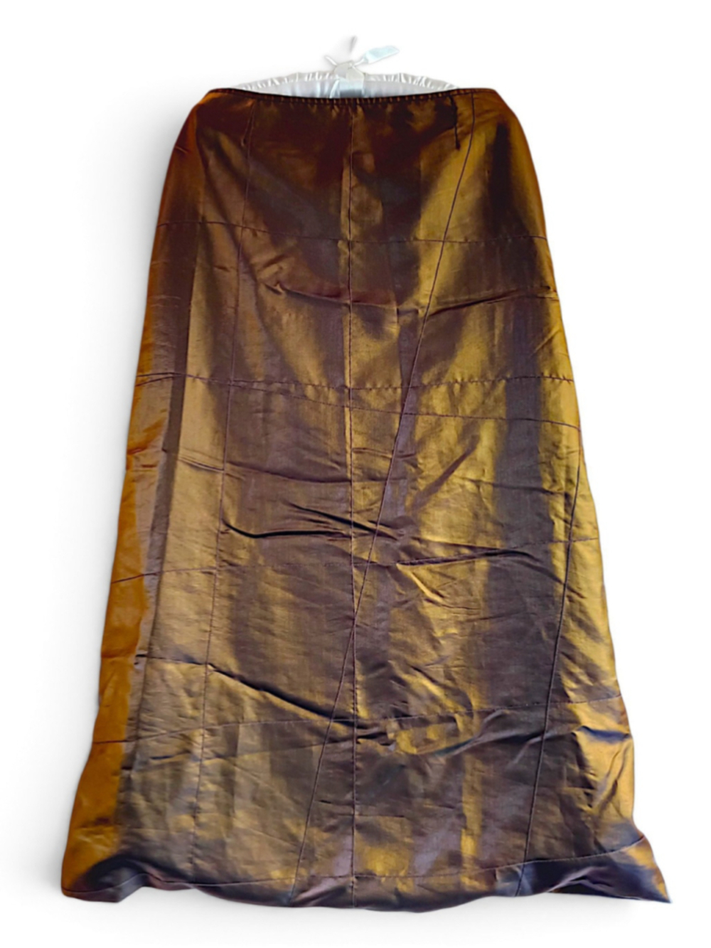 90s Kathleen Madden Bronze Iridescent Maxi Skirt Taffeta Formal Evening Vintage